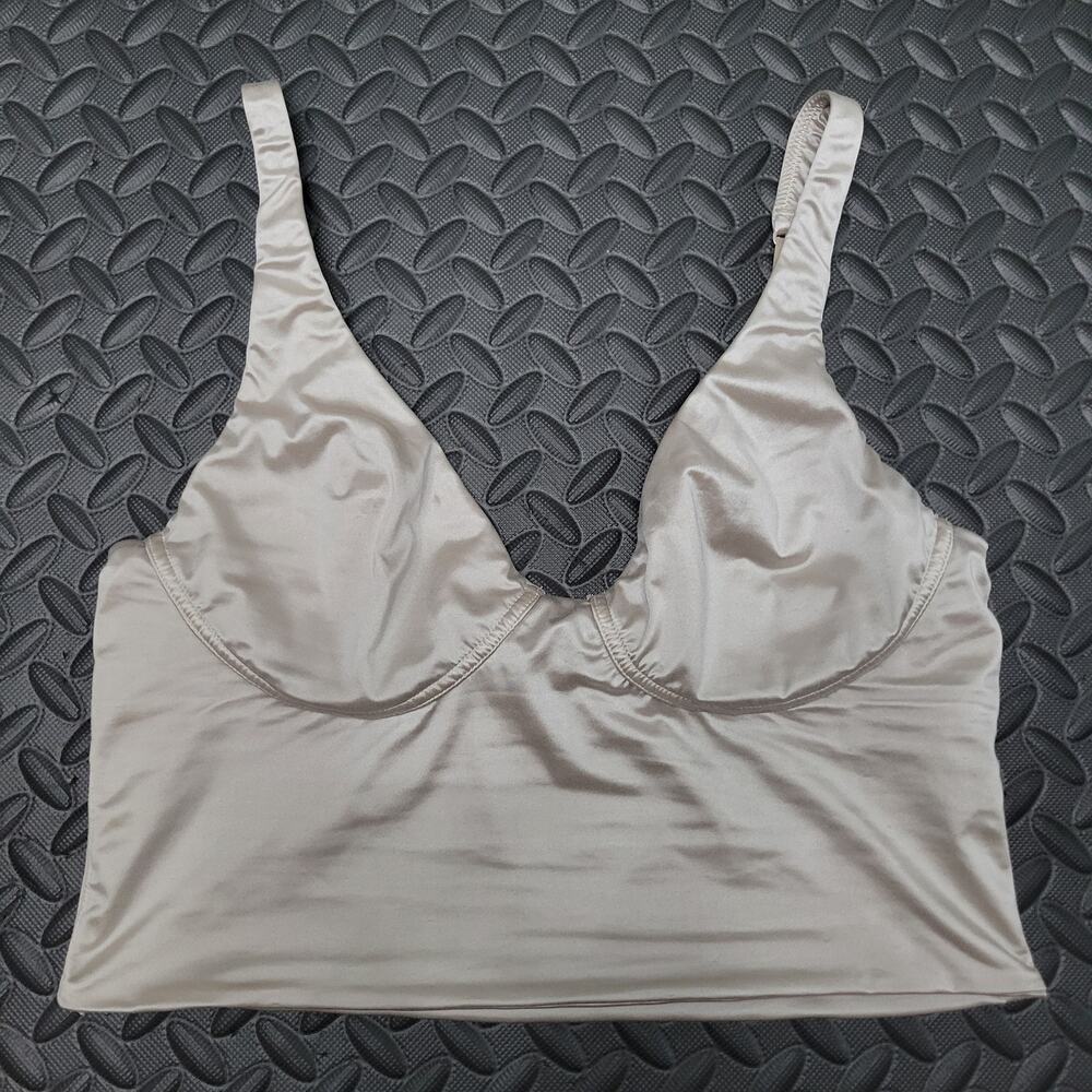 Aerie Smoothiez Underwire Longline Bralette Top Nude Beige Size Medium
